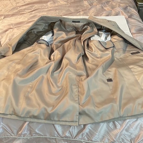 Zandello Tan Blue Stripes Mens Suit Jacket and Pants Tuxedo size 52R and 46R - Picture 7 of 17